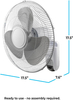 16-inch Wall Mount Fan with Remote Control, Quiet 3-Speed Operation, Timer, Adjustable Tilt – Ideal for Bedroom, Home, Gym & Office