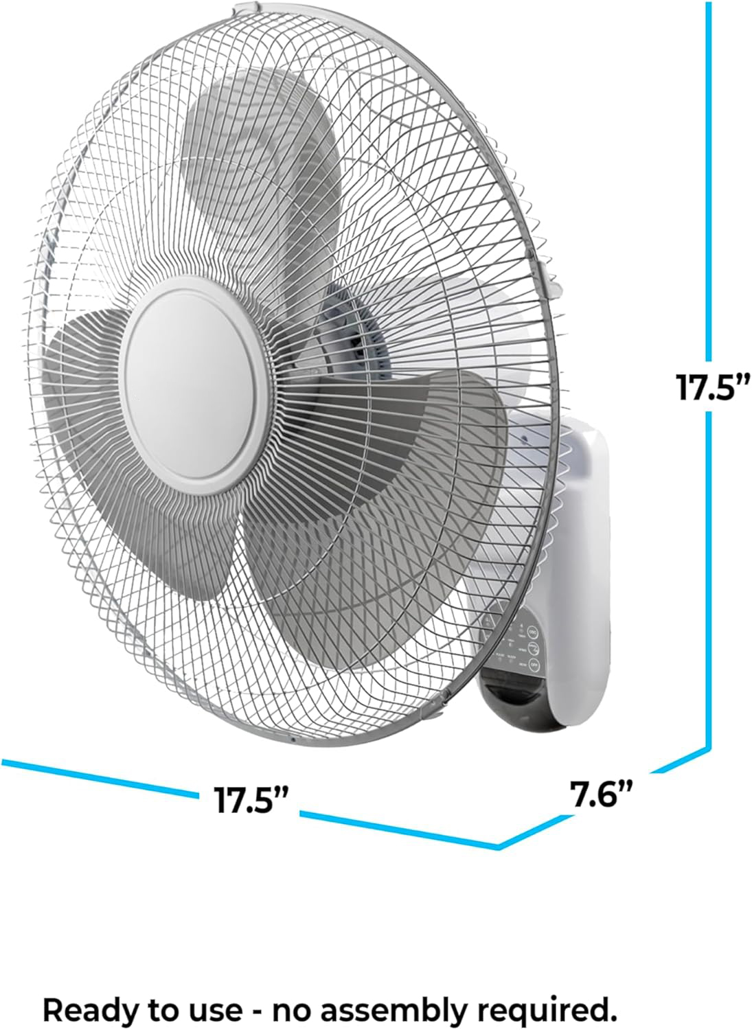 16-inch Wall Mount Fan with Remote Control, Quiet 3-Speed Operation, Timer, Adjustable Tilt – Ideal for Bedroom, Home, Gym & Office