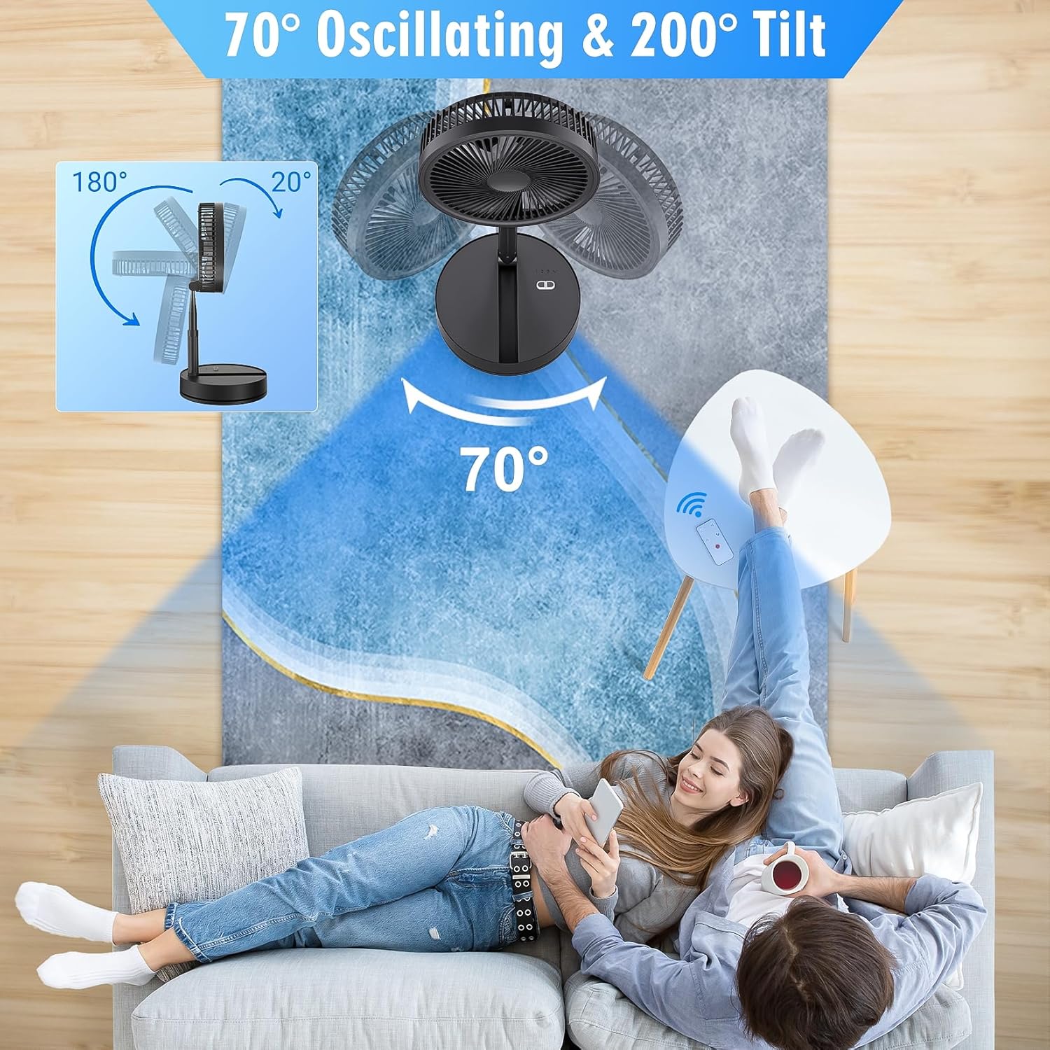 Portable Foldable Rechargeable Oscillating Fan - 9