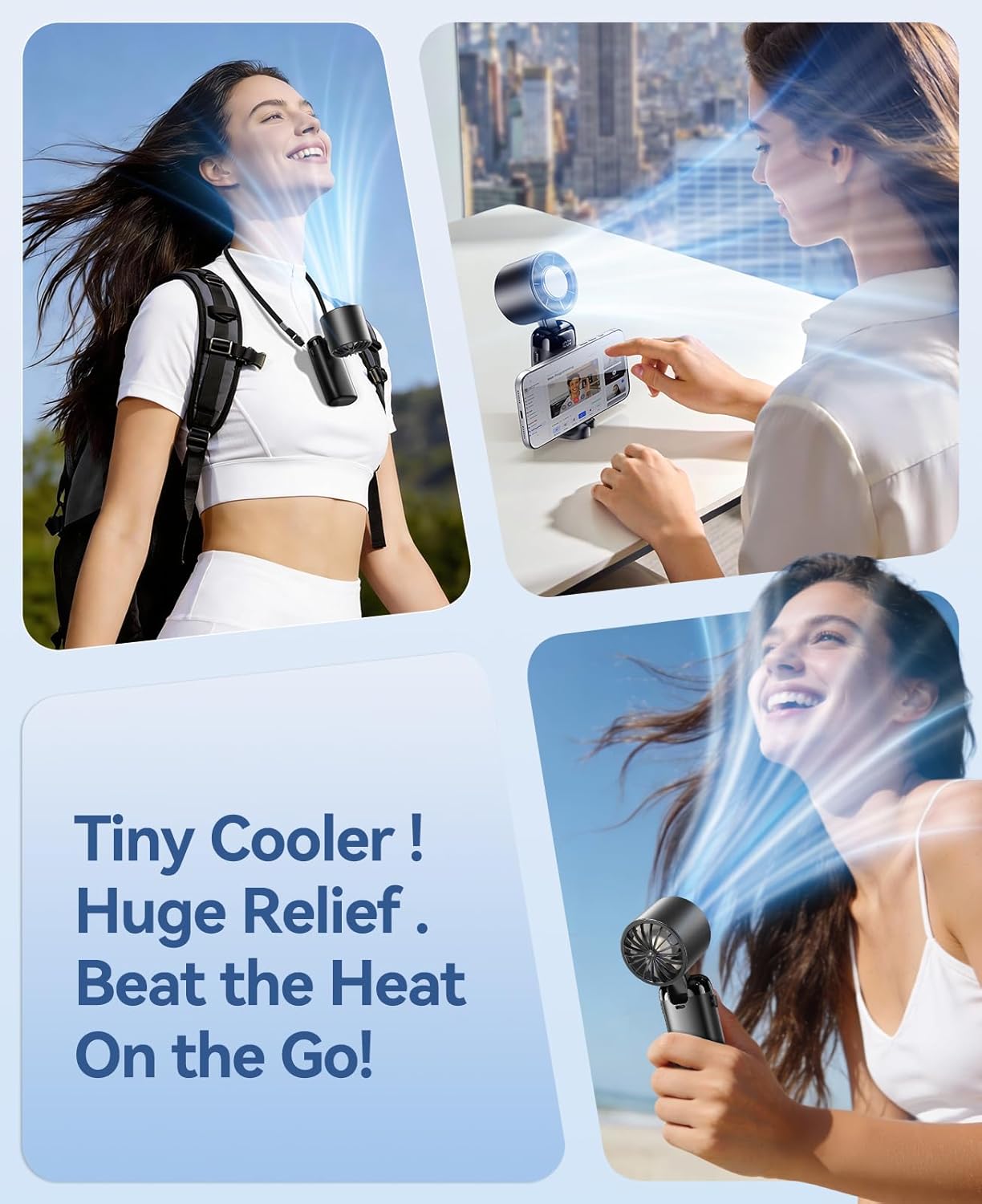 Ice-Cooling Rechargeable Handheld Turbo Fan Travel Outdoor